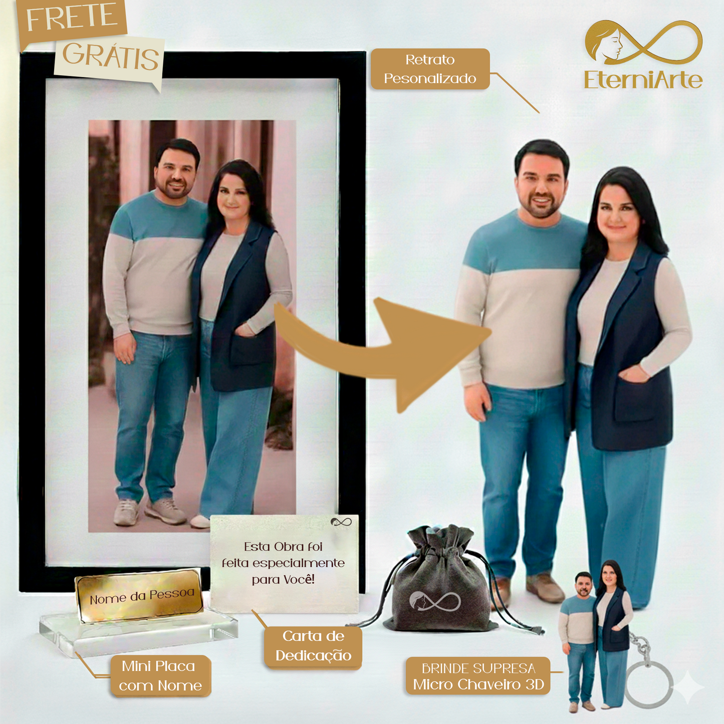 EterniArt - Retrato Personalizado + Brinde | Frete Grátis